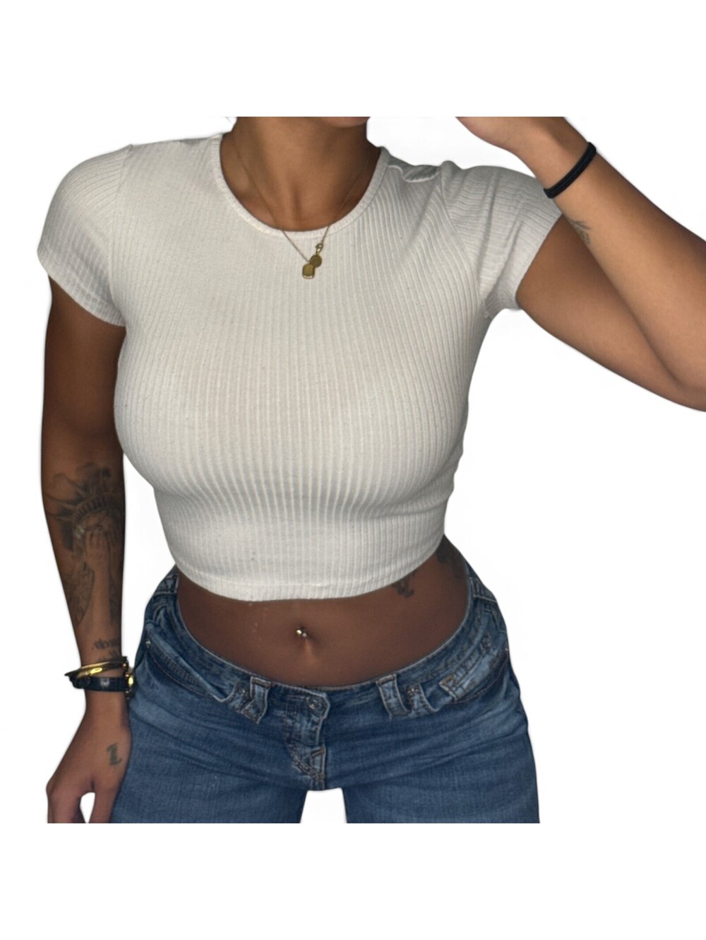 Forever 21 Ribbed Crochet Lace-Up Back Crop Top